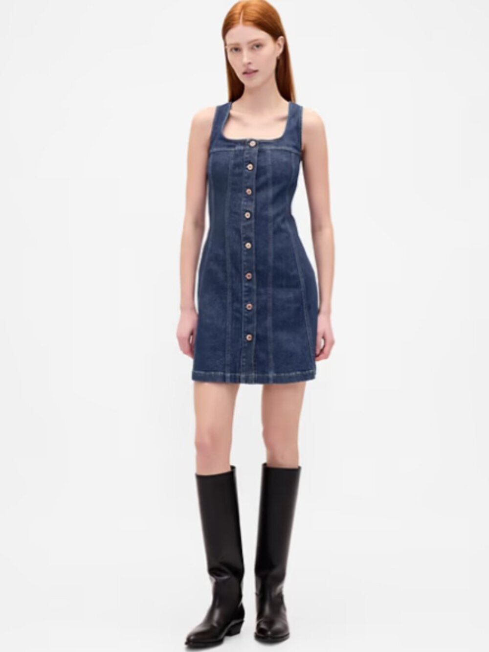 GAP Denim Button Front Mini Dress, Dark wash, Size XL, NwT